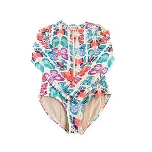 Tea Collection Rash Guard Swim Suit Butterflies Size 14